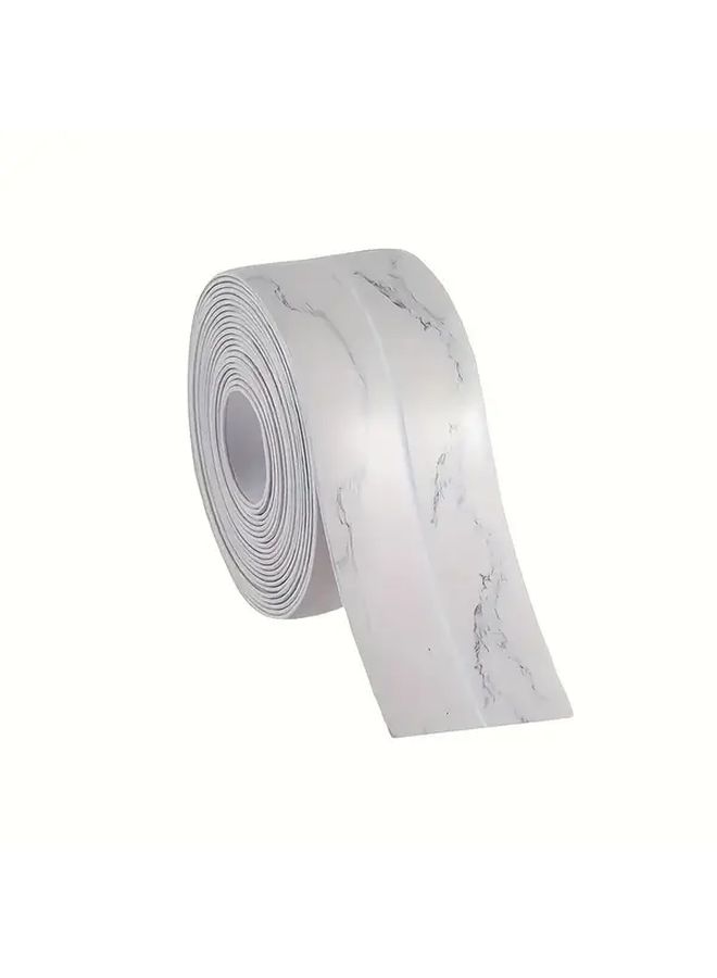 شريط مانع التسرب ذاتي اللصق من البولي فينيل كلوريد (PVC)، بطول 196.85 بوصة، بتصميم رخامي بسيط، مقاوم للماء، مناسب للحمام والمطبخ - Image 3