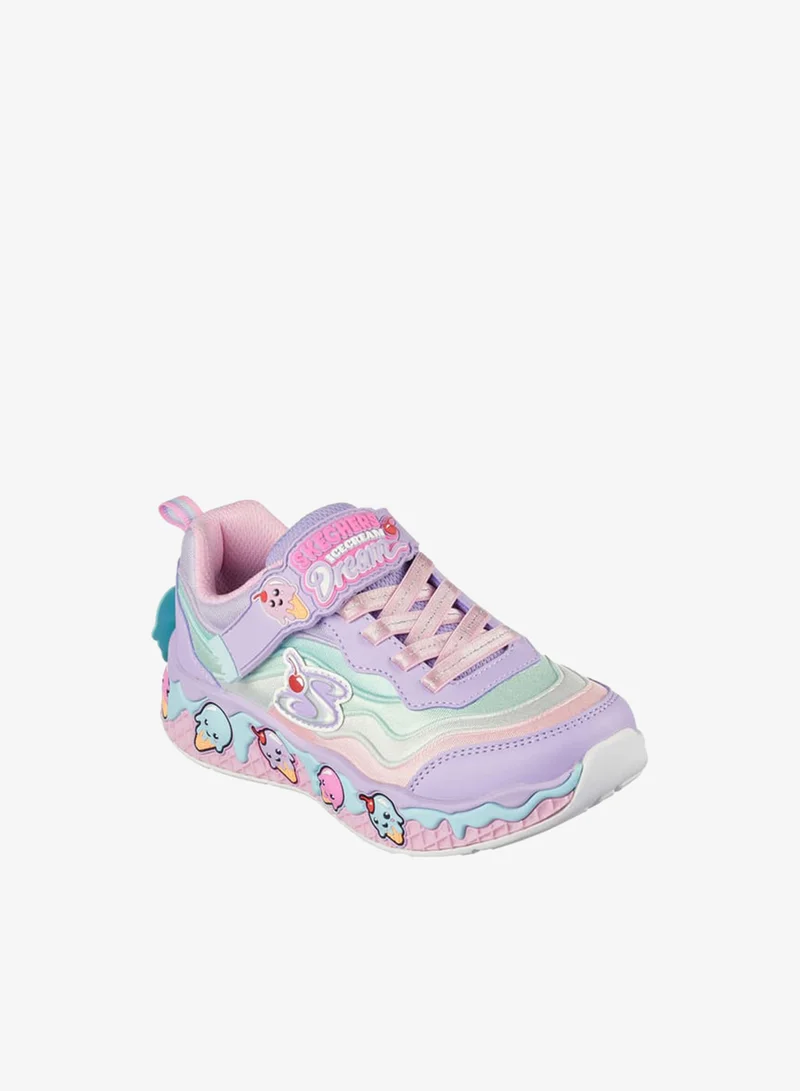 سكيتشرز حذاء مشي بناتي بنقوش مع إغلاق بشريط لاصق