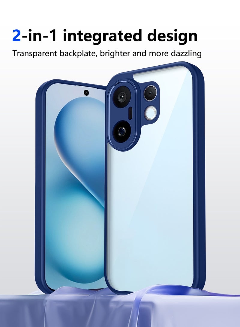 Wtech vivo X200 FE 5G 2025 Hybrid TPU Silicone with Raised Armour Bumpers Slim Case Cover (MCAPSA) - Clear/Navy Blue - Image 3