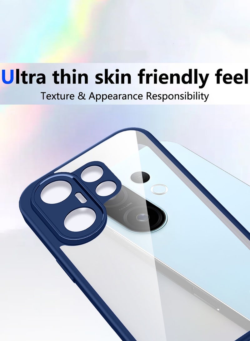 Wtech vivo X200 FE 5G 2025 Hybrid TPU Silicone with Raised Armour Bumpers Slim Case Cover (MCAPSA) - Clear/Navy Blue - Image 2