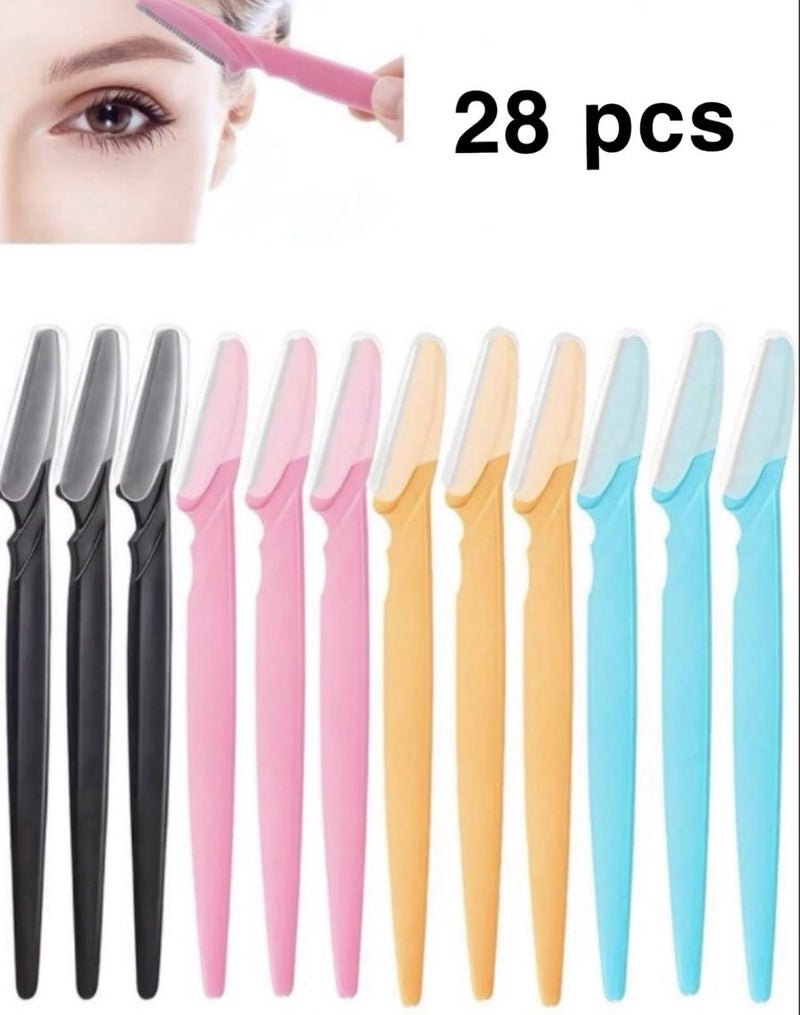 28-piece eyebrow razor set for women for facial and body hair (black, yellow, pink, blue) - Image 1