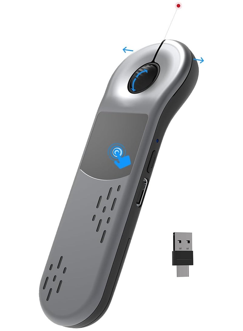 أنكوفو ماوس الهواء للكمبيوتر الشخصي / نظام التشغيل iOS / أندرويد مع لوحة لمس عرض لاسلكي قابل لإعادة الشحن لمؤشر PPT بلوتوث 2.4G التحكم عن بعد لـ PowerPoint / Keynote / Tiktok / الكاميرا / تطبيق Kindle (فضي) - Image 1