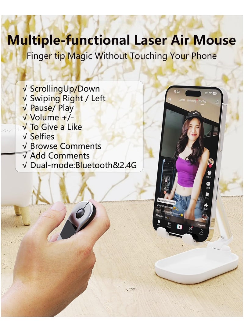 أنكوفو ماوس الهواء للكمبيوتر الشخصي / نظام التشغيل iOS / أندرويد مع لوحة لمس عرض لاسلكي قابل لإعادة الشحن لمؤشر PPT بلوتوث 2.4G التحكم عن بعد لـ PowerPoint / Keynote / Tiktok / الكاميرا / تطبيق Kindle (فضي) - Image 3