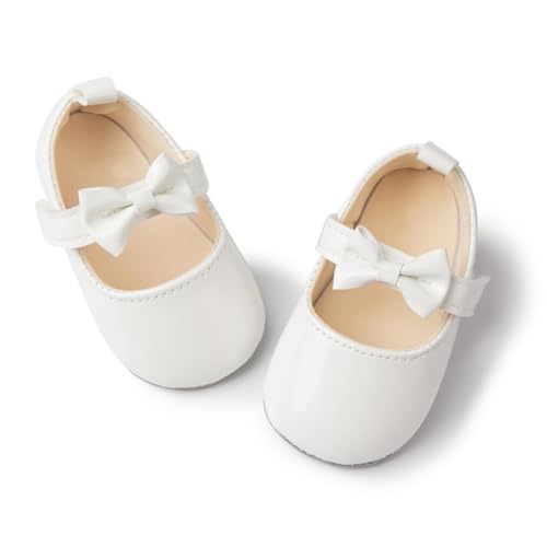 Meckior Infant Baby Girls Soft Sole Bowknot Princess Wedding Dress Mary Jane Flats Prewalker Newborn Light Baby Sneaker Shoes - Image 1