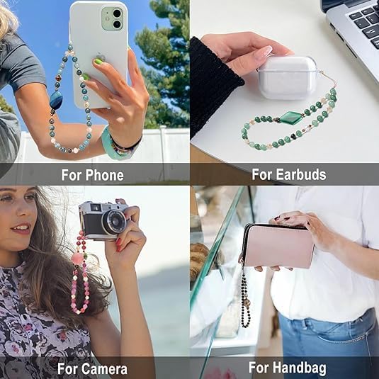 KHOLAD Pearl Charm, Detachable Wrist Strap, Hands-Free Keychain, Aesthetic Beaded Chain, Phone Case Accessories for Women Girls (Raspberry) - Image 4