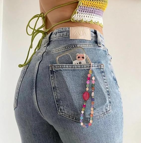 KHOLAD Pearl Charm, Detachable Wrist Strap, Hands-Free Keychain, Aesthetic Beaded Chain, Phone Case Accessories for Women Girls (Raspberry) - Image 3