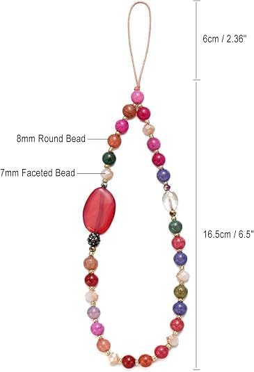 KHOLAD Pearl Charm, Detachable Wrist Strap, Hands-Free Keychain, Aesthetic Beaded Chain, Phone Case Accessories for Women Girls (Raspberry) - Image 5