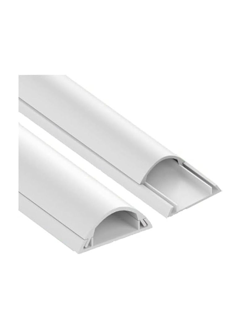 erorex 1 Meter PVC Floor Trunking With Self Adhesive Red Sticker Wall Cord Cover Cable Concealer On-Wall Wire Cover Paintable Cable Management - Pack of 2 (WHITE, 10X35)