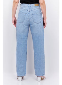 ESPRIT Women Dad Fit High Rise Straight Leg No Stretch Jeans, Light Blue  - Image 3