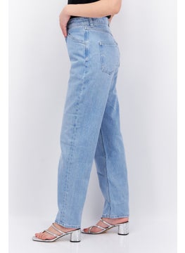 ESPRIT Women Dad Fit High Rise Straight Leg No Stretch Jeans, Light Blue  - Image 4