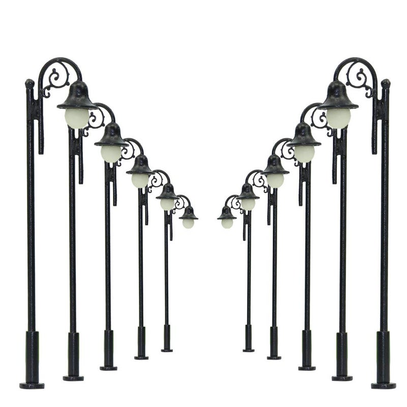 Evemodel Evemodel LYM39 10pcs Model Railway Train Lamp Post Street Lights HO OO Scale LEDs NEW  - Image 1