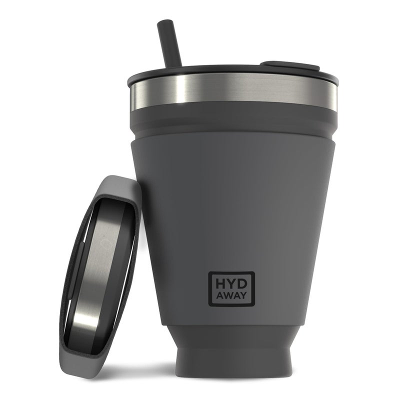 HYDAWAY 16oz Collapsible Tumbler  BPAFree Reusable Silicone Cup with Lid  Insulating Sleeve  Perfect for Coffee Travel and Everyday Use