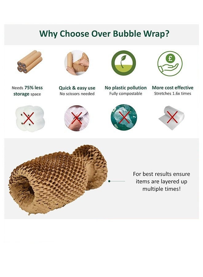 DURKU Honeycomb Packing Paper, 30cm x 20m Sustainable Alternative to Bubble Wrap for Moving Shipping Packing Roll, Eco Friendly Bubble Wrap Alternative Roll Kraft Paper Packing - Image 3