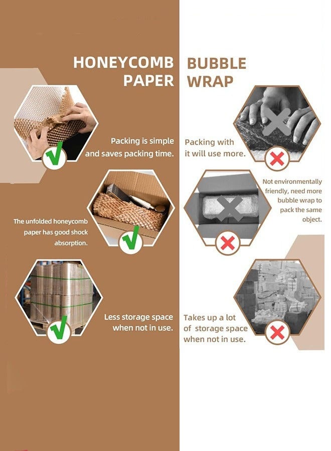 DURKU Honeycomb Packing Paper, 30cm x 20m Sustainable Alternative to Bubble Wrap for Moving Shipping Packing Roll, Eco Friendly Bubble Wrap Alternative Roll Kraft Paper Packing - Image 4