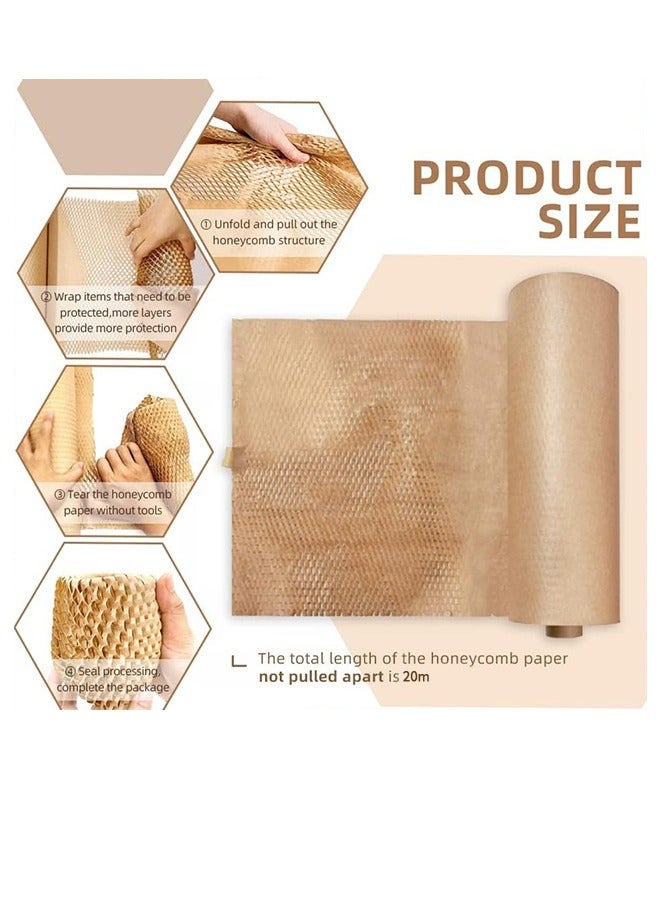 DURKU Honeycomb Packing Paper, 30cm x 20m Sustainable Alternative to Bubble Wrap for Moving Shipping Packing Roll, Eco Friendly Bubble Wrap Alternative Roll Kraft Paper Packing - Image 2