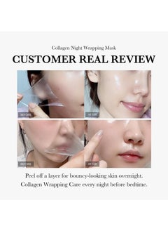 KOEC Collagen Night Wrapping Mask Peel-Off Overnight Collagen Face Mask - Deeply Hydrates，Firming and Glowy - Reduce Sagging and Wrinkle for Glowing Skin 2.54 fl.oz with Mask Applicator  - Image 4
