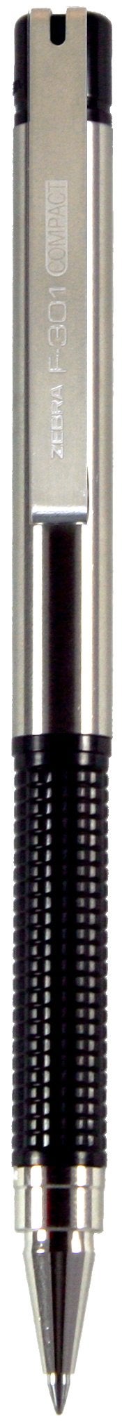 Zebra Pen F-301 Compact Retractable Ballpoint Pen, Stainless Steel Barrel, Fine Point, 0.7mm, Black Ink, 2-Pack - Image 3