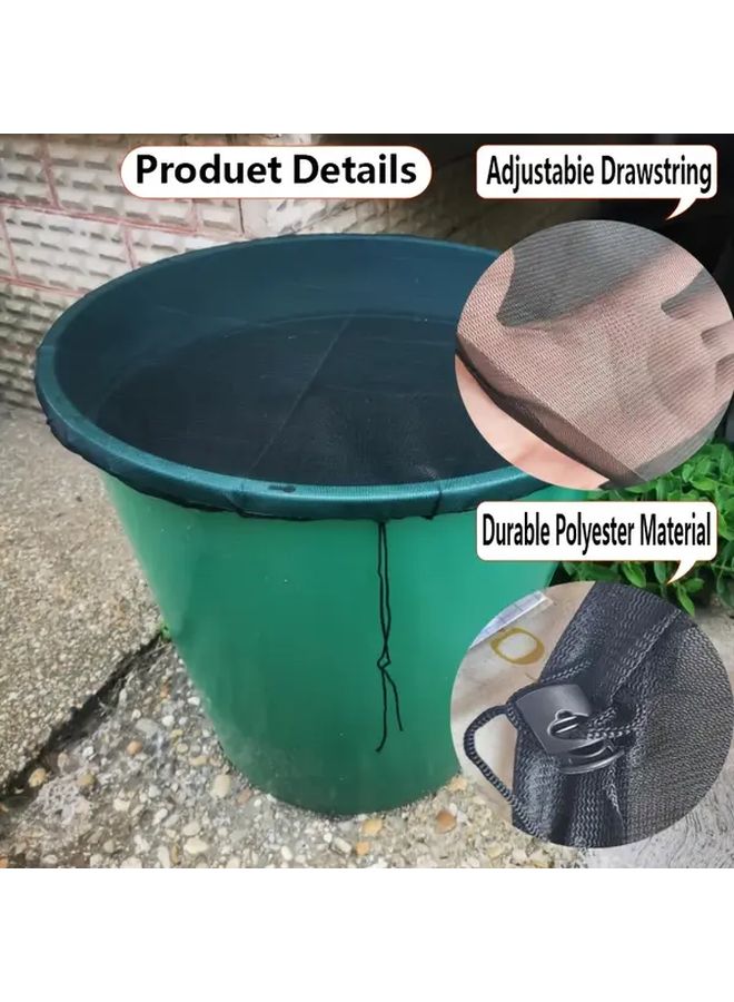 Durable Polyester Mesh Rain Barrel Cover with Drawstring 80cm Prevents Leaves and Debris for Outdoor Rainwater Collection - Image 2