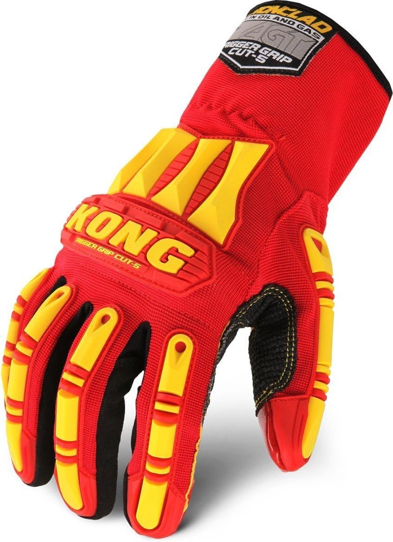 قفازات أمان تأثير زيت الغاز Ironclad KONG KRC503M مقاس متوسط أحمر أصفر بقبضة ريجير