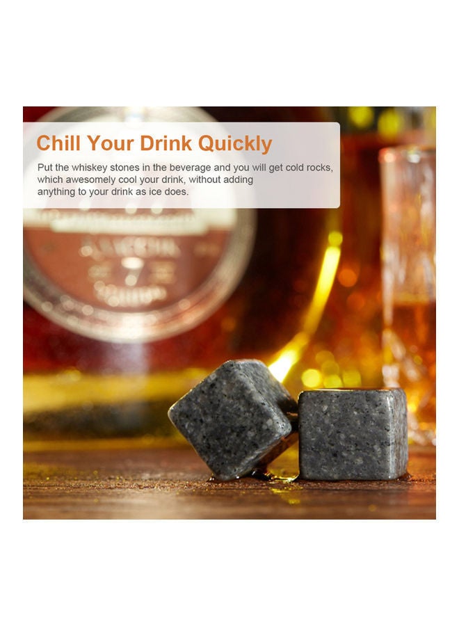 NIBEMINENT 6-Piece Stones With 2 Glass Set Grey 15.4x7.1x14.3cm - Image 2