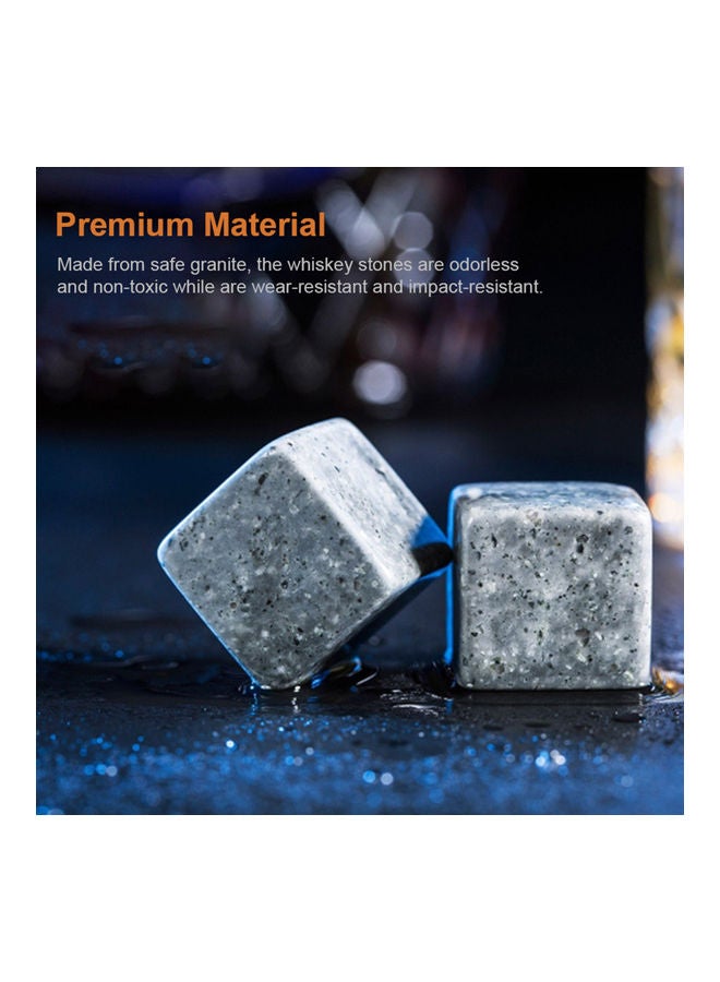 NIBEMINENT 6-Piece Stones With 2 Glass Set Grey 15.4x7.1x14.3cm - Image 4