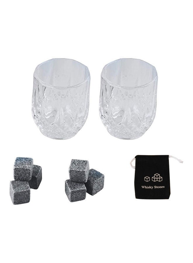 NIBEMINENT 6-Piece Stones With 2 Glass Set Grey 15.4x7.1x14.3cm - Image 1