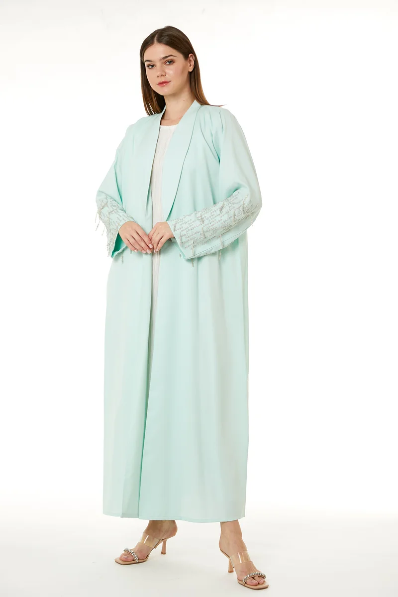 Moistreet Embellished Open Front Abaya