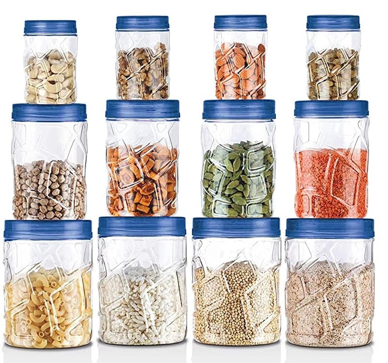 Stysol 12 Pcs Combo Unbreakable Air Tight Shape Kitchen Storage ContainerFood Storage ContainerSnacks ContainerPlastic Grocery Container Set Of 12300Ml650Ml1200Ml Transparent - Image 1