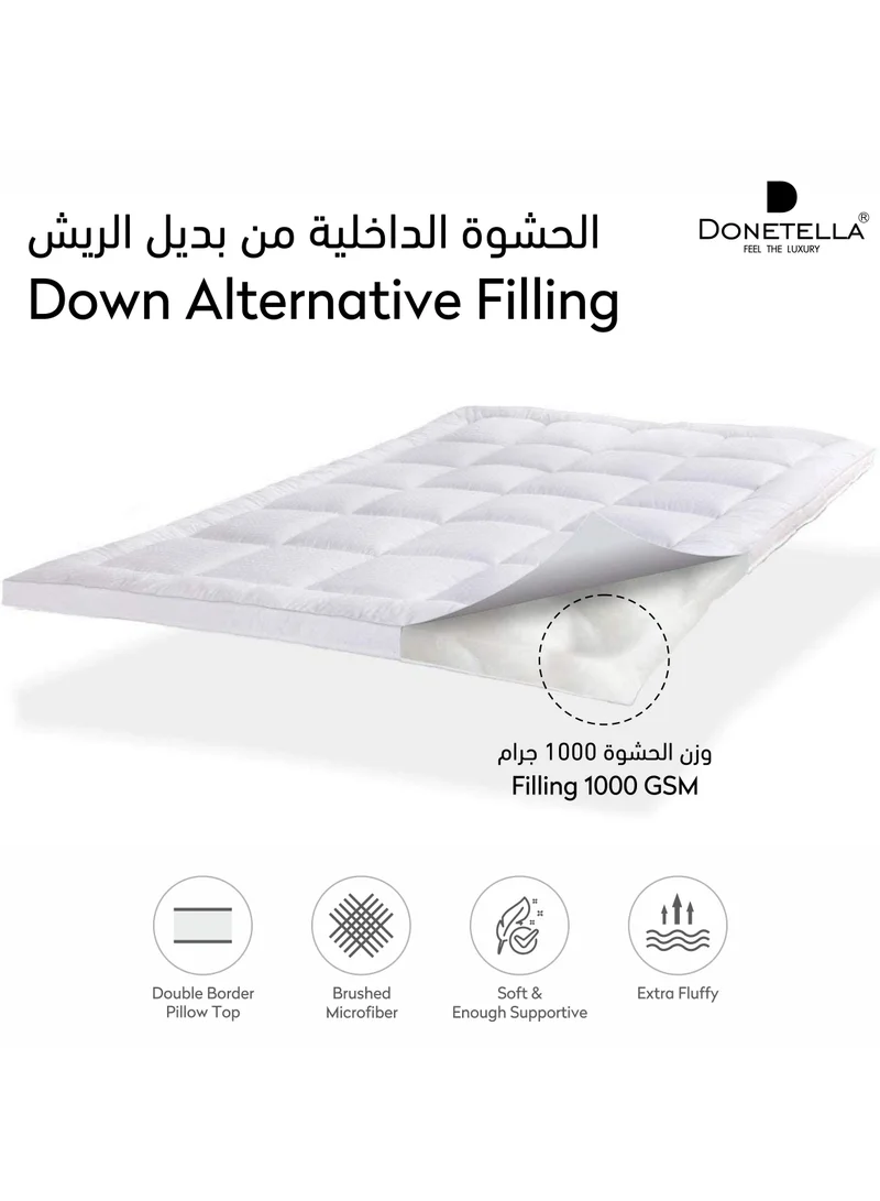 دوناتيلا طقم مرتبة فندقية كينج سايز + سم مع لباد  جرام و وسادة  جرام لكل منهما من المايكروفايبر الناعم والمريح، أبيض
