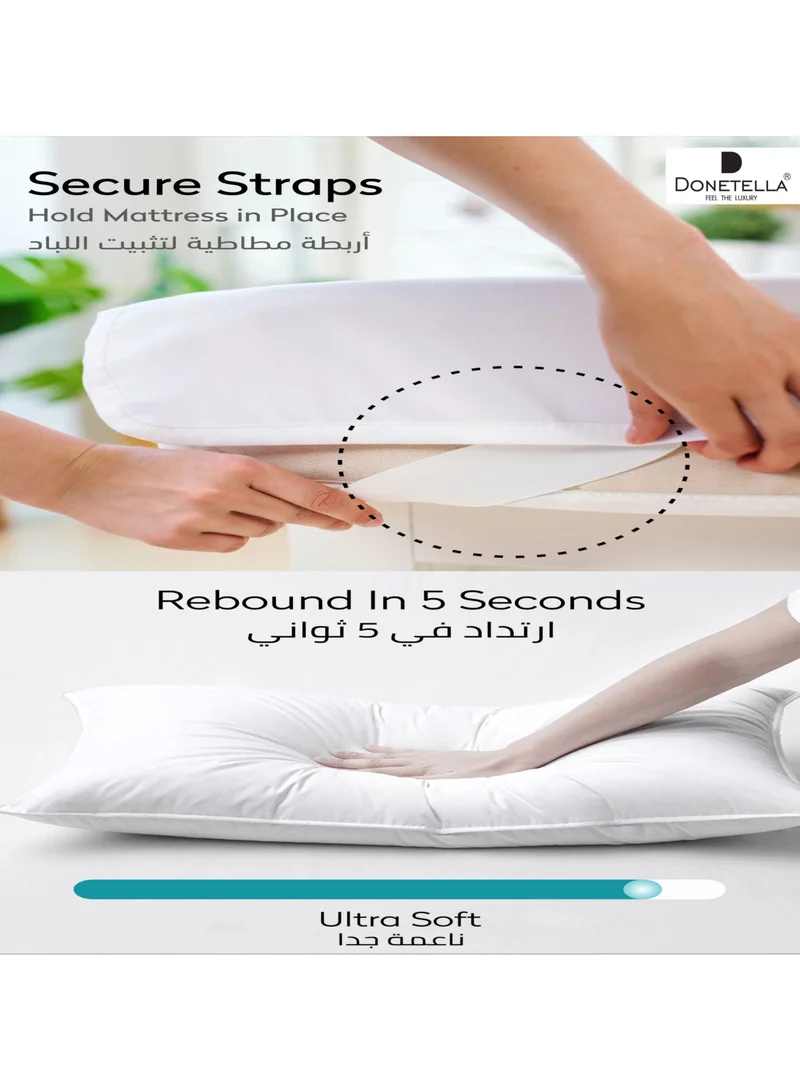 دوناتيلا طقم مرتبة فندقية كينج سايز + سم مع لباد  جرام و وسادة  جرام لكل منهما من المايكروفايبر الناعم والمريح، أبيض