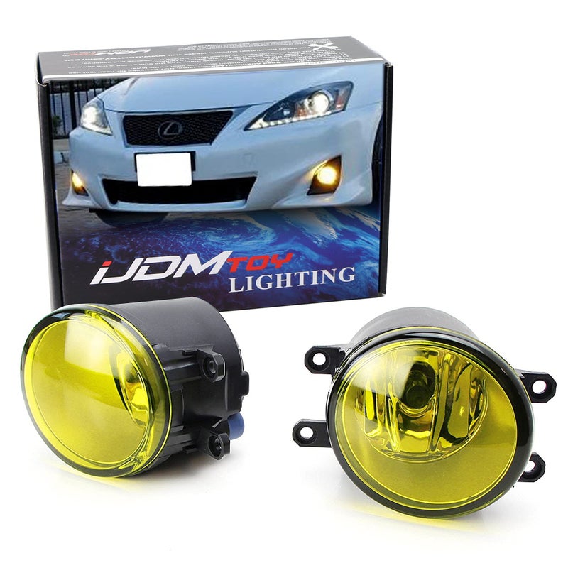 iJDMTOY Selective Yellow Driver Passenger Sides Fog Light Lamps with H11 Halogen Bulbs Compatible with Lexus is GS ES CT LX RX Toyota Camry Highlander Corolla Prius Scion tC etc