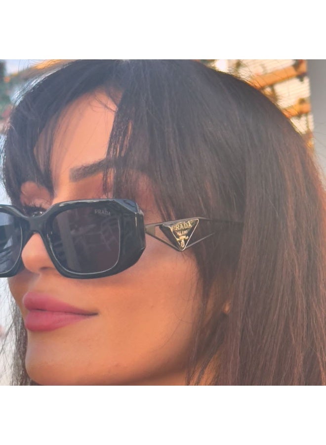 PRADY PRADA Cycling Sunglasses Fashion Women's PR A 50 Sunglasses,Triangle Logo Fashion Glasses,Unisex,Gold Frame with Black Edge Prada - Image 3
