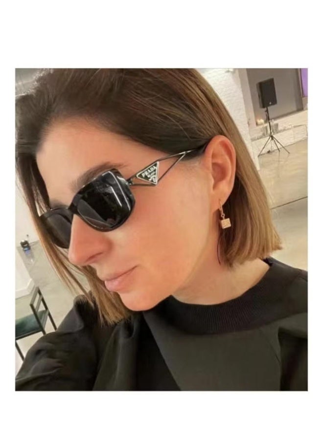 PRADY PRADA Cycling Sunglasses Fashion Women's PR A 50 Sunglasses,Triangle Logo Fashion Glasses,Unisex,Gold Frame with Black Edge Prada - Image 4