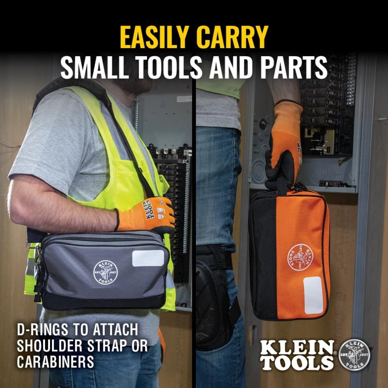 Klein Tools Tool Pouch, Dual Compartments, Heavy-Duty Tool Bag Organizer, Multipurpose Bag - Image 4