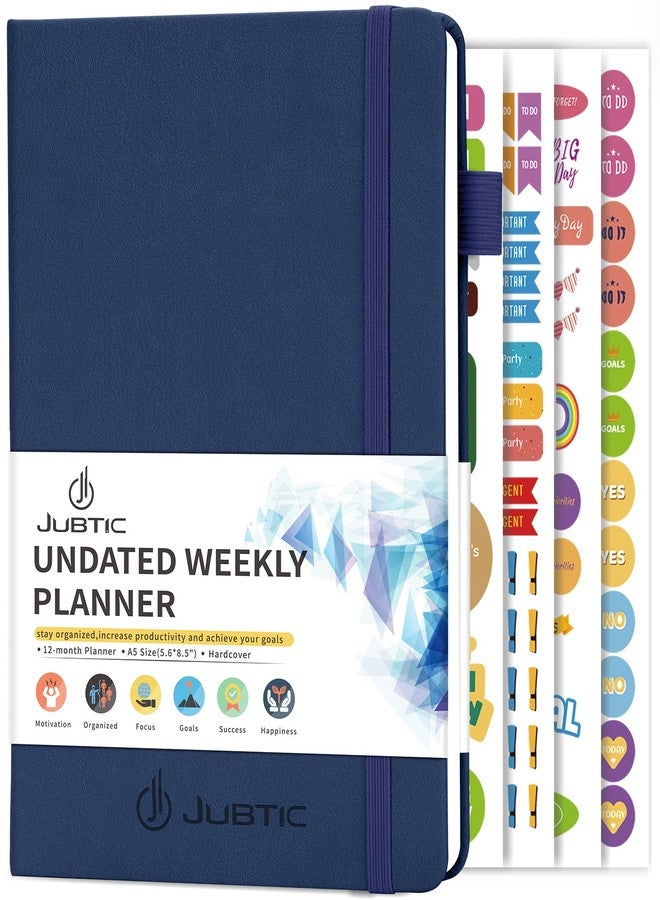 JUBTIC Planner for 2026, Undated Planner Weekly and Monthly Appointment Book for Time Management Productivity Planners with Stickers (Dark Blue) - Image 1