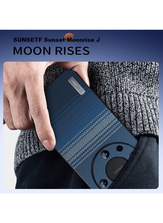 Shangsu Compatible Huawei Mate60 Phone Case Gradient Woven Stripe Full-cover Soft Shell Luxury Minimalist Business Leather Cover Sunset - Image 3