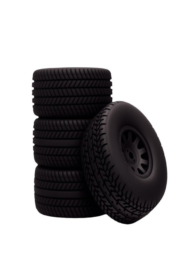 Mesimsple Pre Glued Plastic Wheel and Tire Rubber for Arrma Mojave Grom Mega 380 223S BLX Series Upgrade Parts Black - Image 1