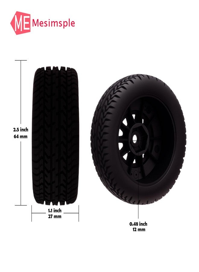 Mesimsple Pre Glued Plastic Wheel and Tire Rubber for Arrma Mojave Grom Mega 380 223S BLX Series Upgrade Parts Black - Image 3