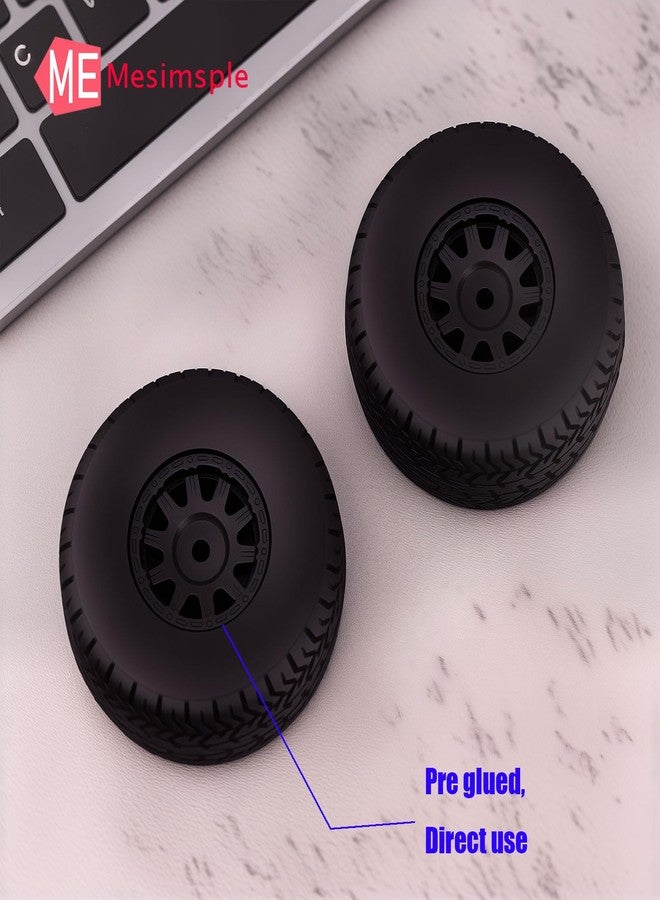 Mesimsple Pre Glued Plastic Wheel and Tire Rubber for Arrma Mojave Grom Mega 380 223S BLX Series Upgrade Parts Black - Image 4