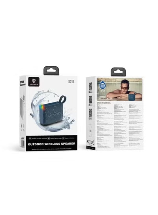 Lenyes S216 Bluetooth Portable Speaker 6W with Deep Bass, IPX7 Waterproof Wireless Speaker, TWS Stereo Pairing, TF Card Support, Compact Design - Blu - Image 2