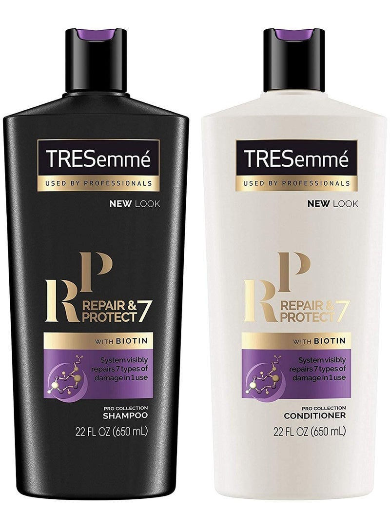 TRESemmé TRESemme Shampoo and Conditioner Set, Repair & Protect 7 with Biotin, Visibly Repairs 7 Types of Styling Damage and Strengthens Hair, 22 Fl Oz each - Image 1