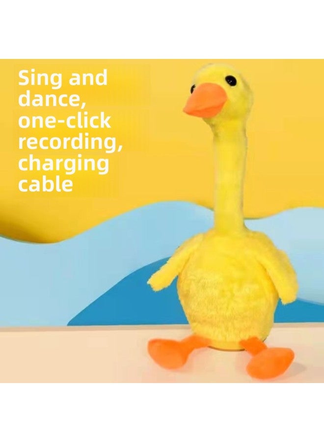 Twisting Goose Toy Internet Red Little Yellow Duck Learn To Talk Birthday Gift Little White Duck Dancing Duck Neck Free Shipping-Color:Straw Hat Little Yellow Duck With Sunglasses Necklace Recording Learning To Speak Glowing Dancing-Proportion:{battery Model}  - Image 3