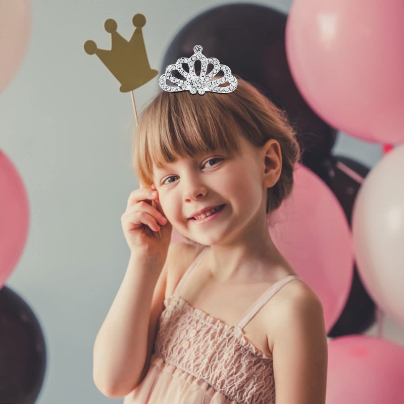 Beupy Princess Crown Comb Set for Girl 18 Pcs Silver Tiara Crown with Comb Crystal Tiara Headband Rhinestone Hair Piece Toddler Bride Hair Accessories for Birthday Party Photography Young Teens Gifts - Image 5