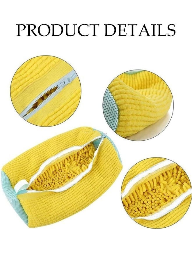 DUNISO 2 Pcs 360° Shoe Washing Bag，Reusable Mesh Laundry Bag，Suitable for Sneakers Trainers Washer Dryer Safe（Yellow) - Image 3