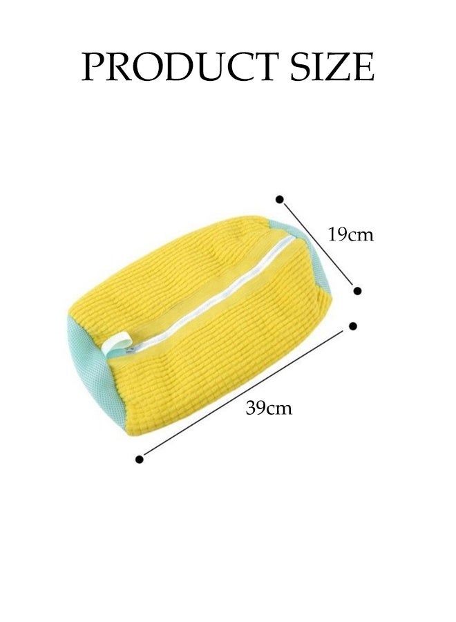 DUNISO 2 Pcs 360° Shoe Washing Bag，Reusable Mesh Laundry Bag，Suitable for Sneakers Trainers Washer Dryer Safe（Yellow) - Image 2