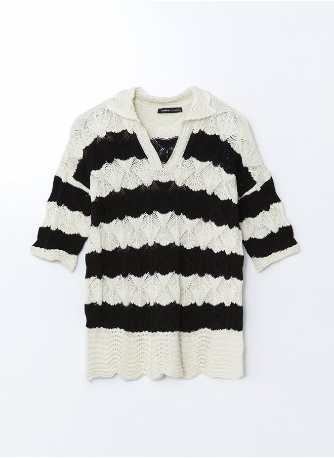 LC WAIKIKI Polo Neck Striped Women Knitted Sweater  - Image 5