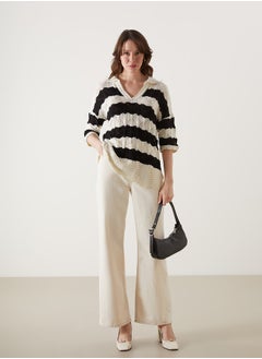 LC WAIKIKI Polo Neck Striped Women Knitted Sweater  - Image 2