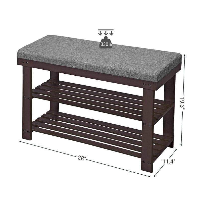 OGESTA Shoe Rack Bench, 3-Tier Sheesham Wood Shoe Storage Organizer, Entryway Bench, Holds Up to 286 lb, for Entryway Bathroom Bedroom, Natural (1, Type-2) - Image 5