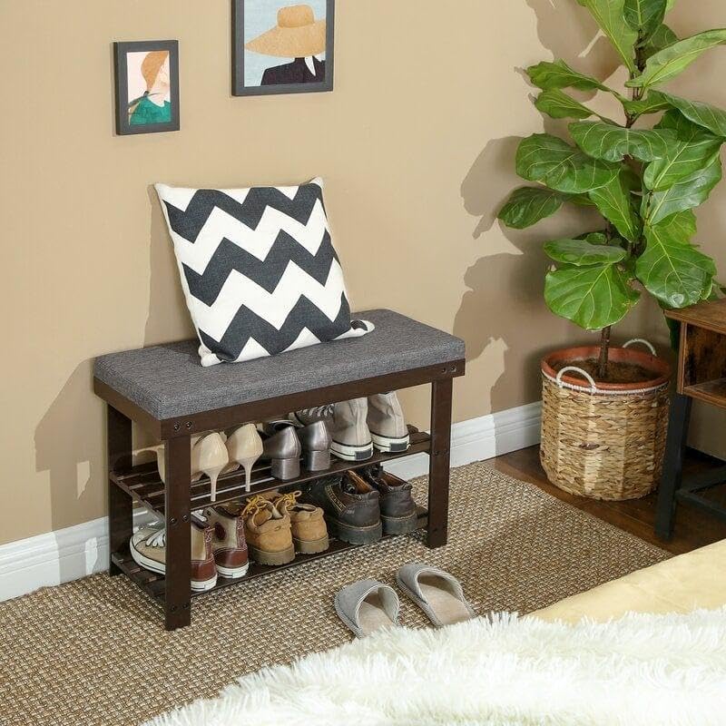 OGESTA Shoe Rack Bench, 3-Tier Sheesham Wood Shoe Storage Organizer, Entryway Bench, Holds Up to 286 lb, for Entryway Bathroom Bedroom, Natural (1, Type-2) - Image 2