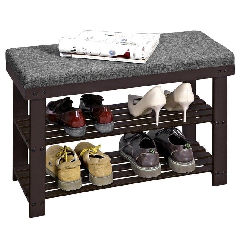 OGESTA Shoe Rack Bench, 3-Tier Sheesham Wood Shoe Storage Organizer, Entryway Bench, Holds Up to 286 lb, for Entryway Bathroom Bedroom, Natural (1, Type-2) - Image 3